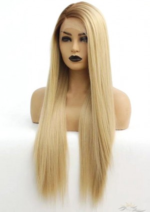 Futura Fiber Ombre Blonde Straight Lace Front Wig Looks & Feels Like Human Hair [SHOBS]