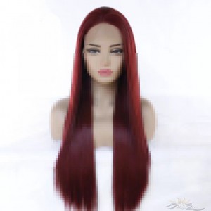 Futura Fiber Wine Red Straight Lace Front Wig Looks & Feels Like Human Hair [SHWR]
