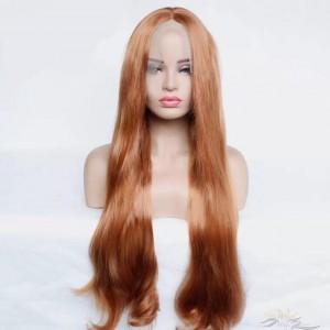 Futura Fiber Middle Part Chestnut Color Natural Straight Lace Front Wig Looks & Feels Like Human Hair [SHMCN]