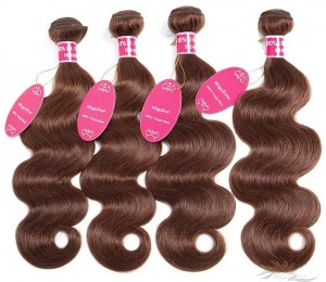 Color #4 Body Wave Brazilian Virgin Hair Wefts 4pcs/Lot Human Virgin Hair Weaves 4 Bundles [BRW4BW4]