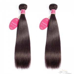 Color #2 Silky Straight Brazilian Virgin Hair Wefts 2pcs/Lot Human Virgin Hair Weaves 2 Bundles [BRW2ST2]