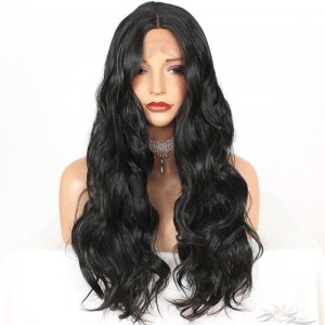 Futura Fiber Long Loose Wave Black Lace Front Wig Looks & Feels Like Human Hair [SHLLW]