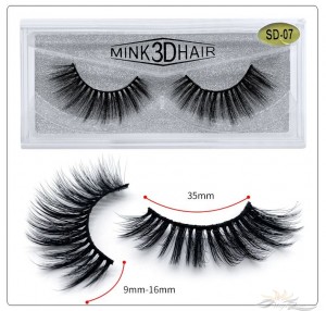 3D Mink Eyelashes 3D Layered Effect Faux Siberian Mink Fur Reusable Hand Made Strips Eyelashes 1 Pair [SD-07]