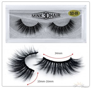 3D Mink Eyelashes 3D Layered Effect Faux Siberian Mink Fur Reusable Hand Made Strips Eyelashes 1 Pair [SD-09]