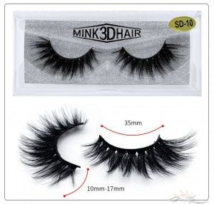3D Mink Eyelashes 3D Layered Effect Faux Siberian Mink Fur Reusable Hand Made Strips Eyelashes 1 Pair [SD-10]
