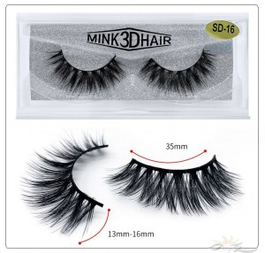 3D Mink Eyelashes 3D Layered Effect Faux Siberian Mink Fur Reusable Hand Made Strips Eyelashes 1 Pair [SD-16]