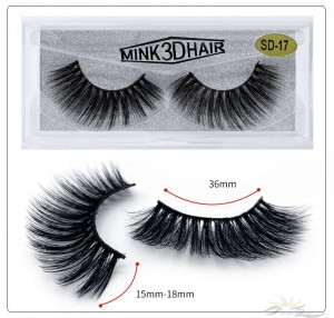 3D Mink Eyelashes 3D Layered Effect Faux Siberian Mink Fur Reusable Hand Made Strips Eyelashes 1 Pair [SD-17]