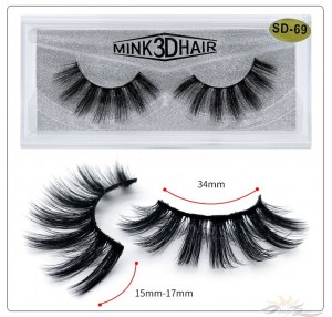 3D Mink Eyelashes 3D Layered Effect Faux Siberian Mink Fur Reusable Hand Made Strips Eyelashes 1 Pair [SD-69]